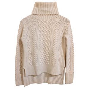 Madewell Cityblock Cable Knit Turtleneck Sweater Cream XS